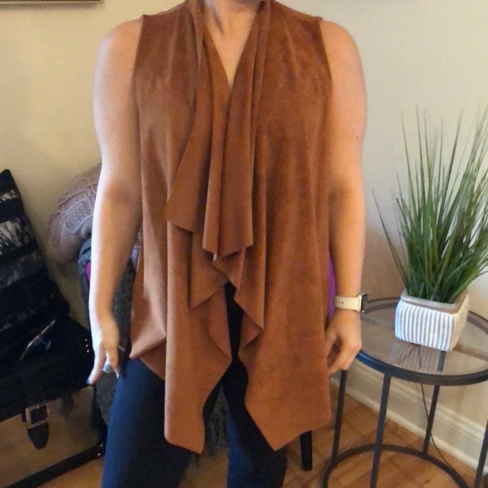 Suede camel colored vest